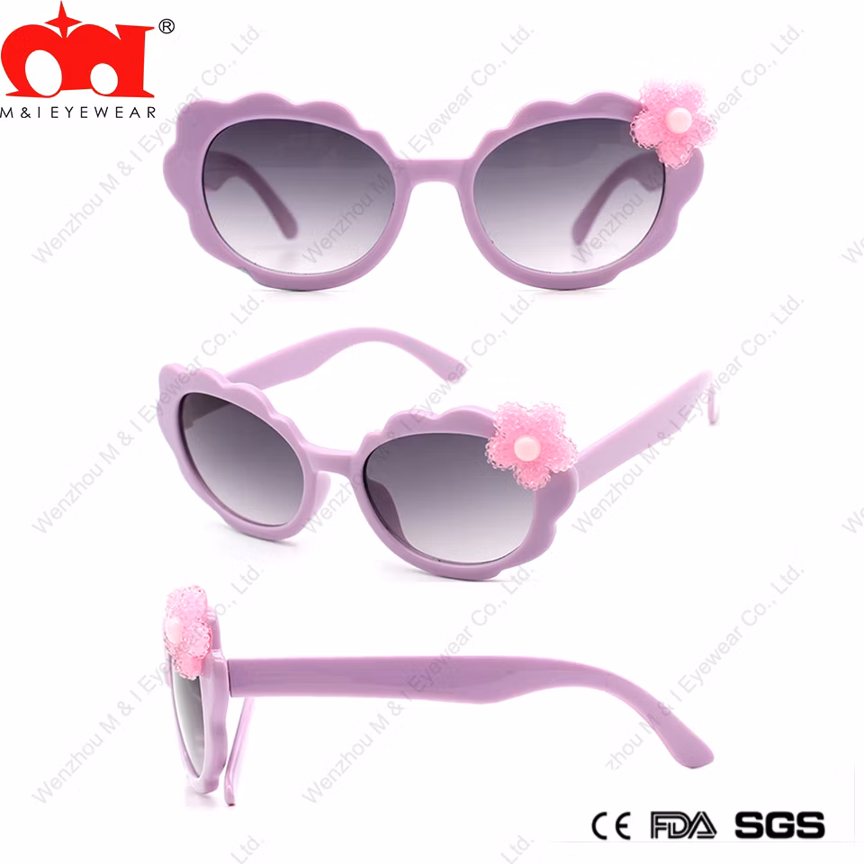 Oval-Shapde High Quality Customized Plastic Flower Kids Sunglasses (LT20046)