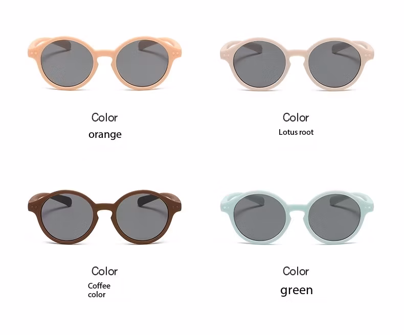 Fashion Round Shape Soft Flexible Silicone Rubber TPE Kids Teenager Sunglasses