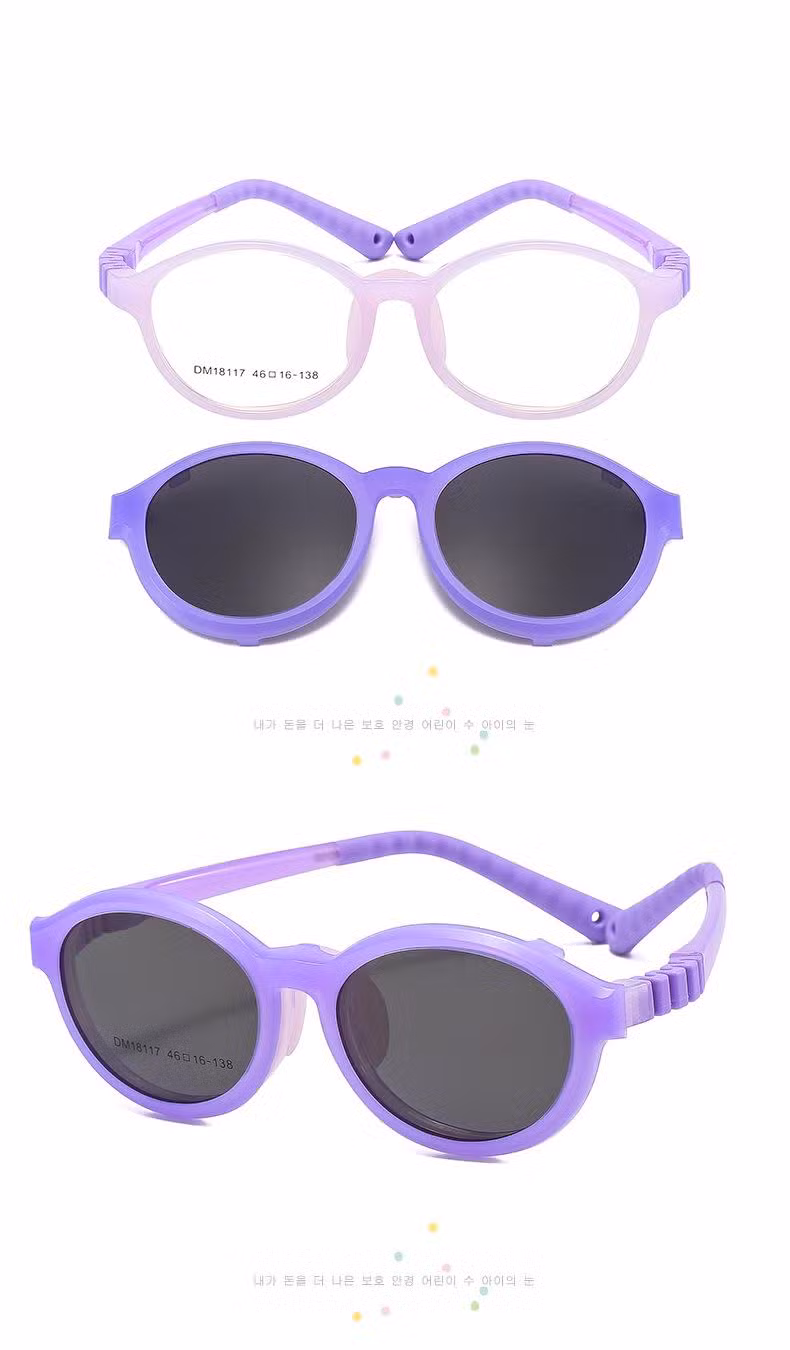 Super Flex Tpee Colorful Kids Nylon Tr Frames Clip on Sunglass Frame