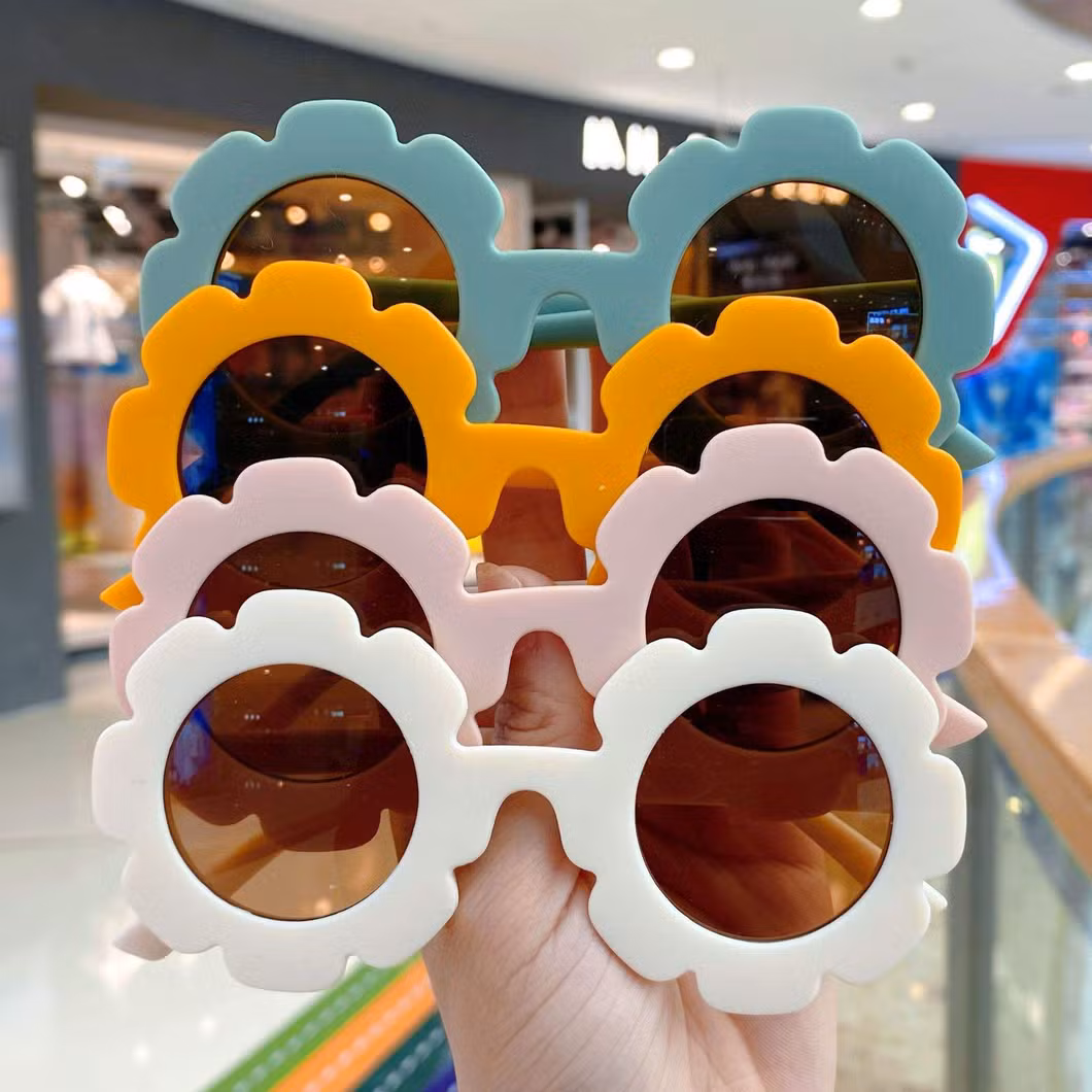 Multi-Color Plastic Sunflowers Fashion Custom Logo UV400 Cute Baby Sunglasses