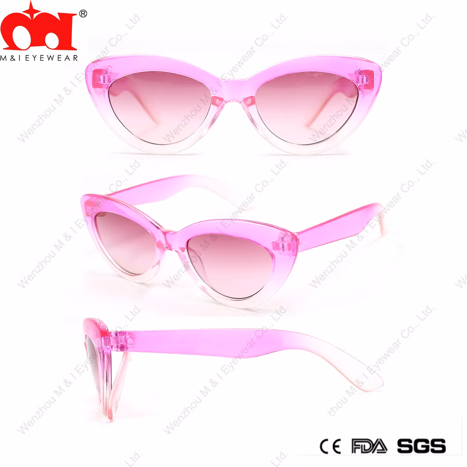 Cat Eye Multicolor Coating Demi Antiskid Plastic Designed Kids Sunglasses (LT905062)