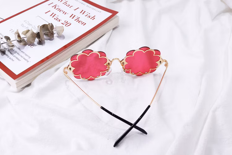 Flower Rimless Kids Logo Custom Gradient Unique UV400 Children High Quality Sunglasses