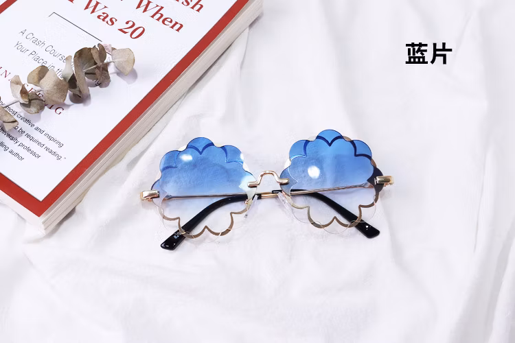 Flower Rimless Kids Logo Custom Gradient Unique UV400 Children High Quality Sunglasses