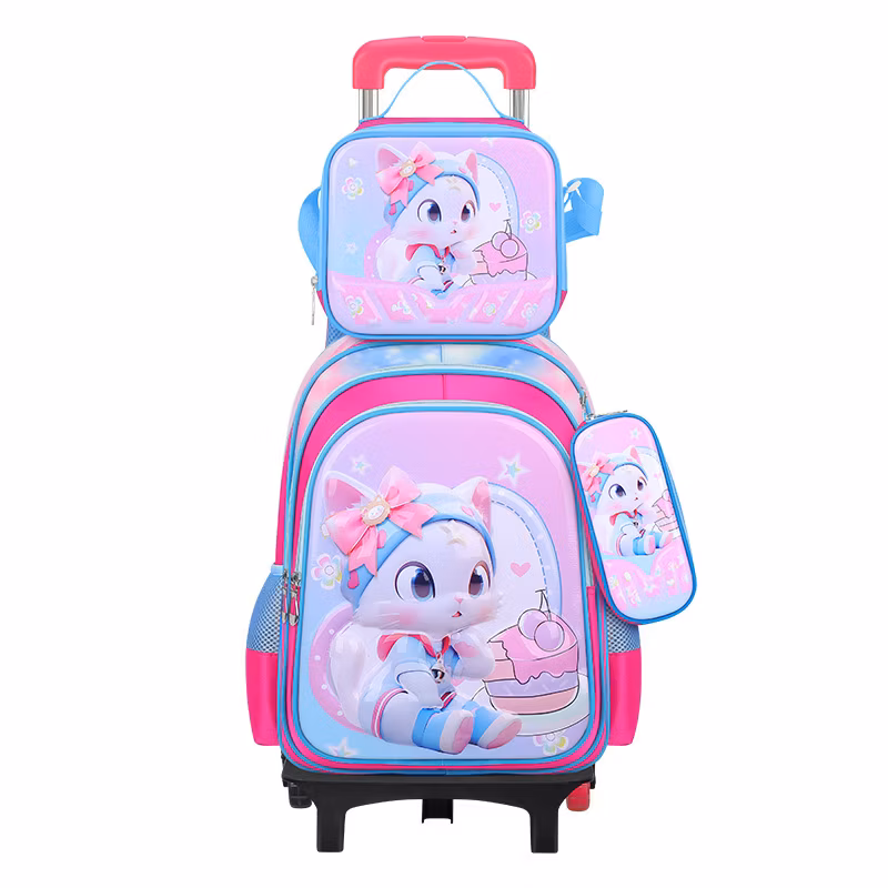 2024 Fashion Boys Girls Children Pupil Trolley School Bag with Wheels (ready to ship)