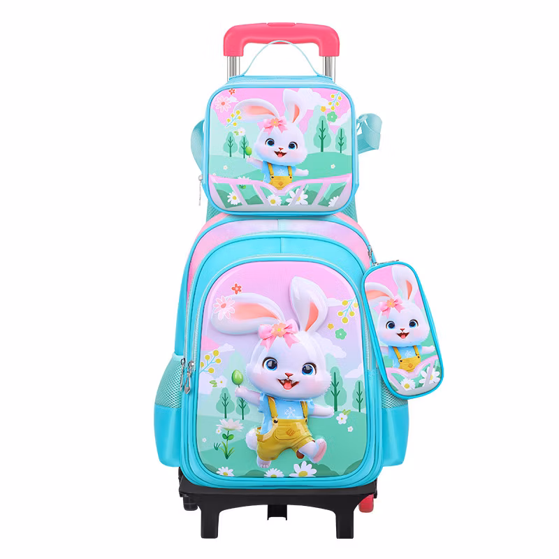 2024 Fashion Boys Girls Children Pupil Trolley School Bag with Wheels (ready to ship)