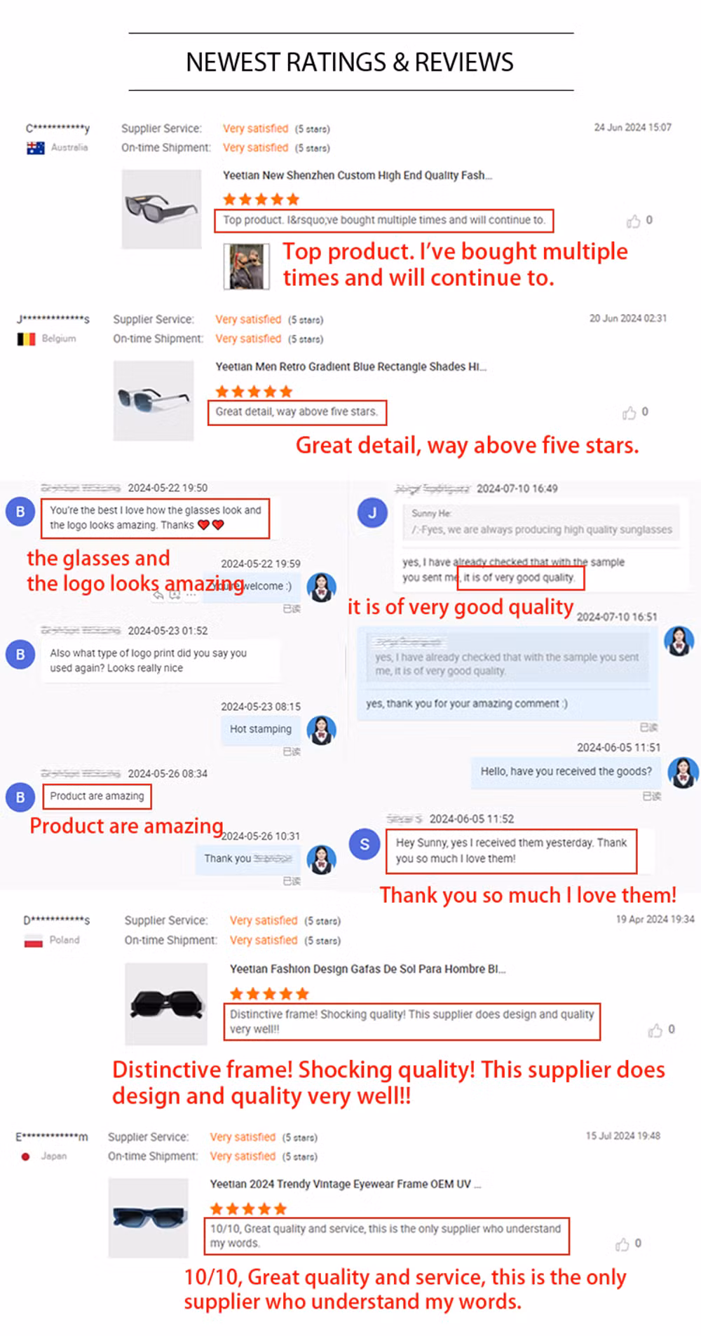 Yeetian High Quality Beveled Design Sunglass Cat Eye Bio Acetate Frame Sunglasses