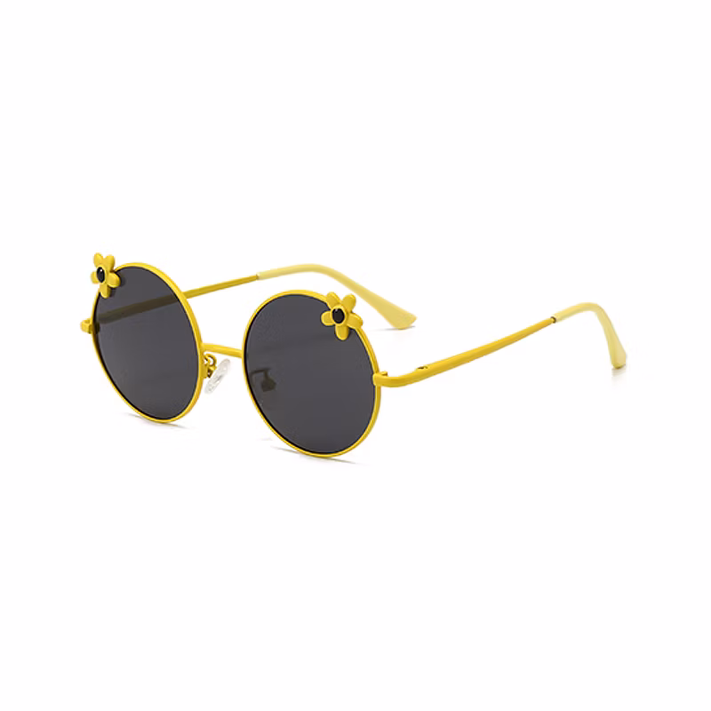 Customized Kids Cartoon Wild Chrysanthemum Decoration Round Metal Sunglasses