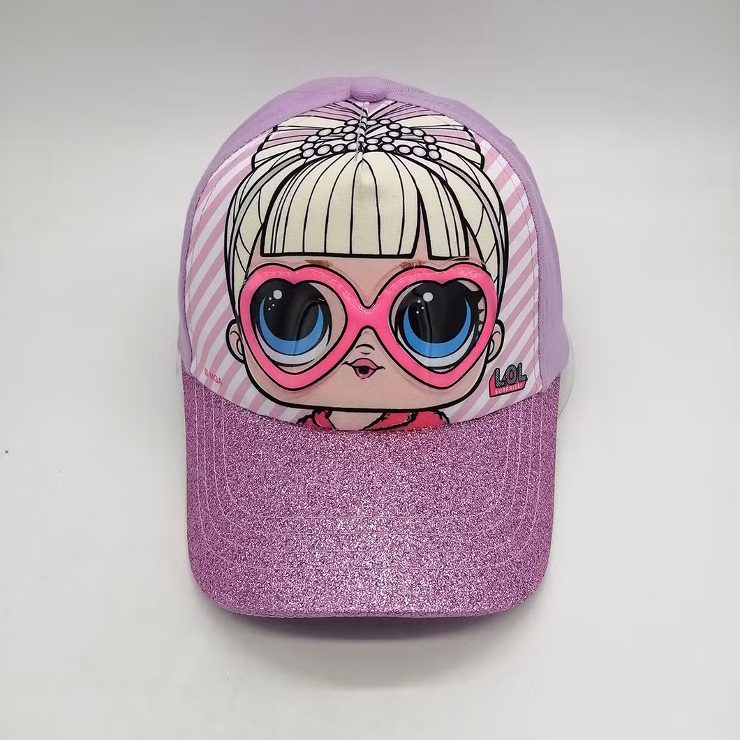 Custom Fashion Printing Baseball Kids Cap Children Hat with Sunglasses Decoration Bling PVC Visor