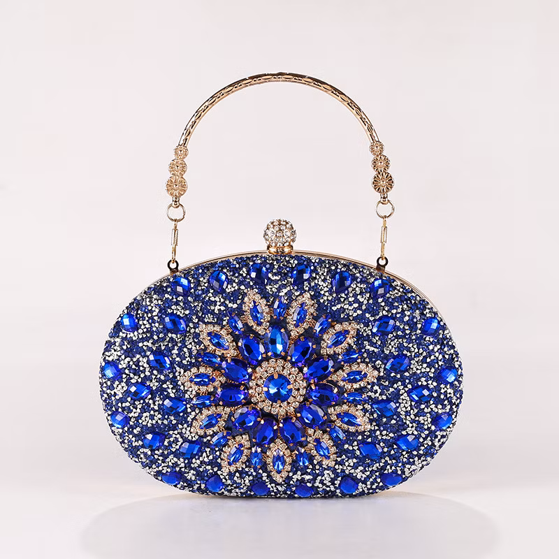 Trendy Diamond Sunflower Bag Evening Handbag Oval Bag Shiny Rhinestone Dress Bag