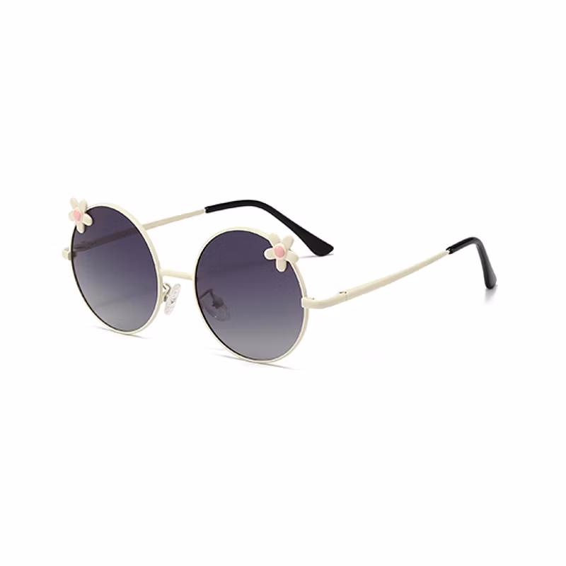 Customized Kids Cartoon Wild Chrysanthemum Decoration Round Metal Sunglasses