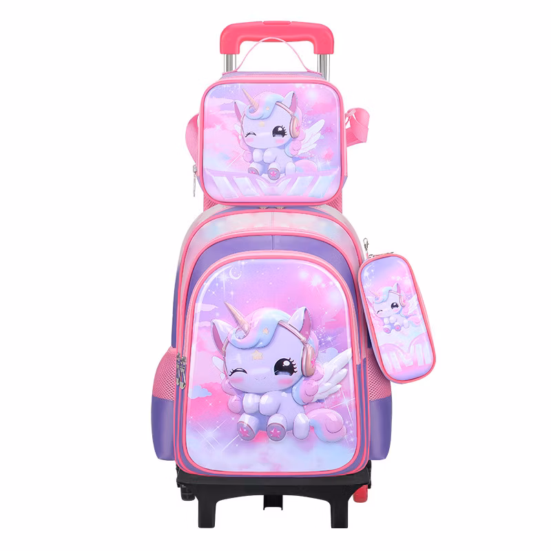 2024 Fashion Boys Girls Children Pupil Trolley School Bag with Wheels (ready to ship)