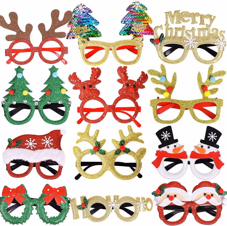 Custom Logo Christmas Plastic Party Eyewear Glasses Santa Claus Party Sunglasses Sp700016