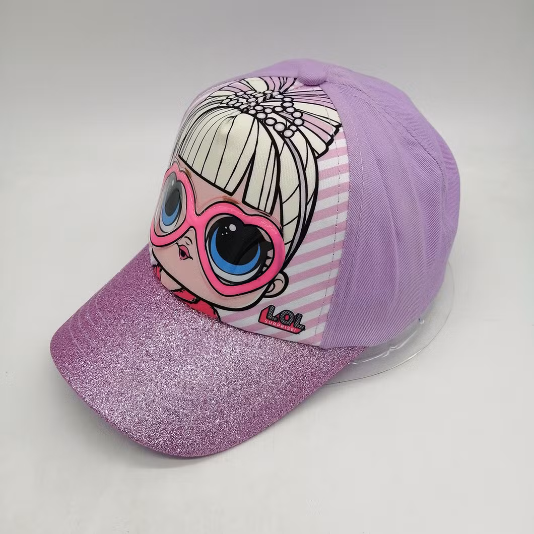 Custom Fashion Printing Baseball Kids Cap Children Hat with Sunglasses Decoration Bling PVC Visor