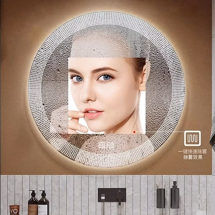 High End Nordic Touch Sensor Intelligent Lighting Round Shape Wall Mirror Bathroom Vanity LED Bath Smart Mirror Design Glass Usis Espejos Fabricado En China