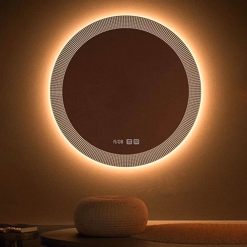 High End Nordic Touch Sensor Intelligent Lighting Round Shape Wall Mirror Bathroom Vanity LED Bath Smart Mirror Design Glass Usis Espejos Fabricado En China