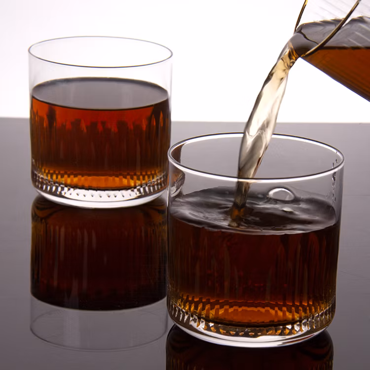 Free Sample Rotatable Wine Glasses Old Fashioned Whisky Glasses Tumbler Rocks Bar Glass for Drinking Bourbon