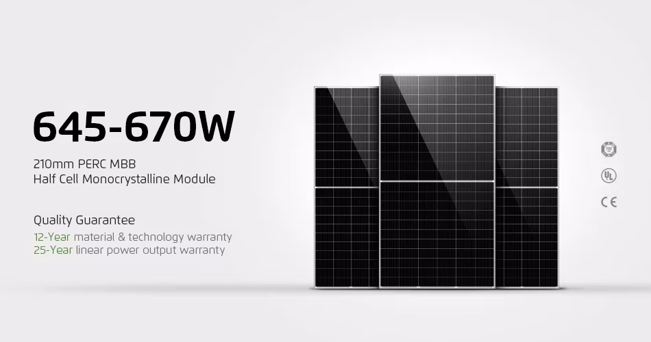 Wholesale Price 645W 650W 655W 660W 665W 670W 3.2mm Single Layer Coated Tempered Glass Monocrystalline Solar Panel Photovoltaic Tile