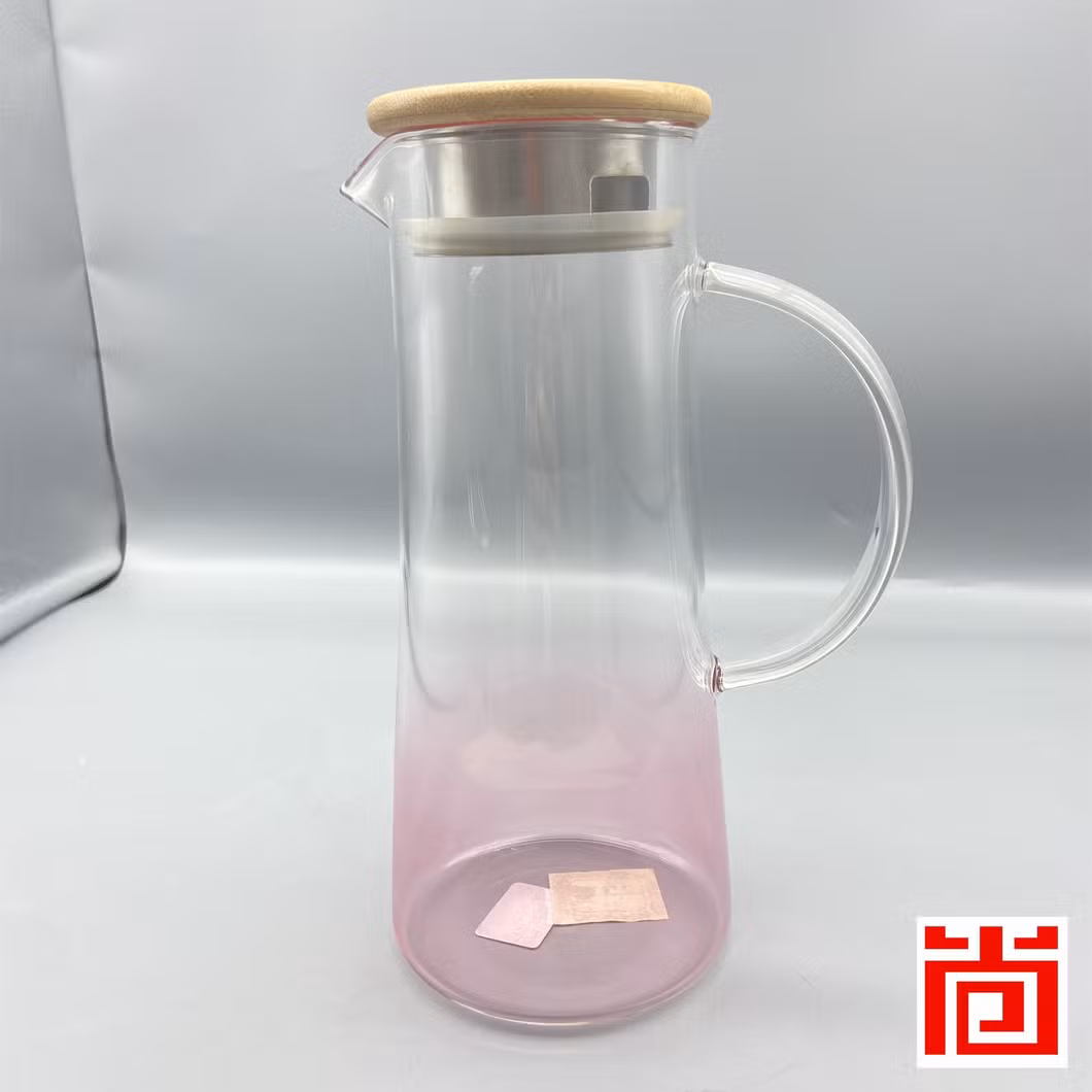 Borosilicate Glass Pitcher/Glassware with Bamboo and Stainless Steel Lid for Kitchen