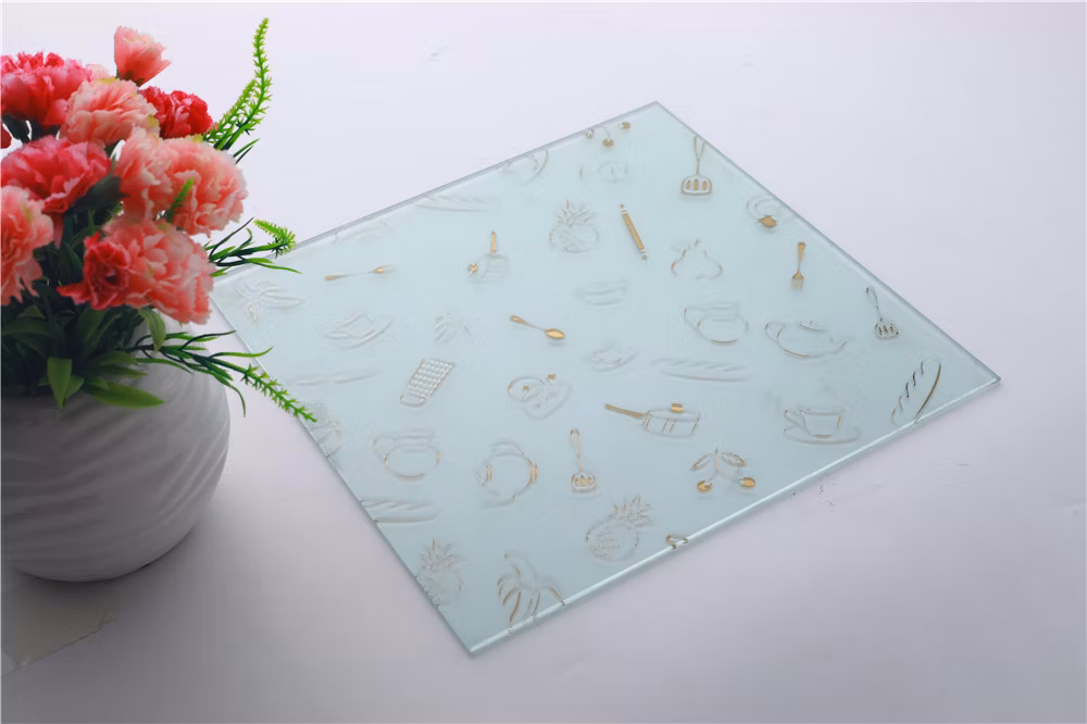 4mm Acid Etched Patterned/ Titanium Coated Art /Ceramic Glass