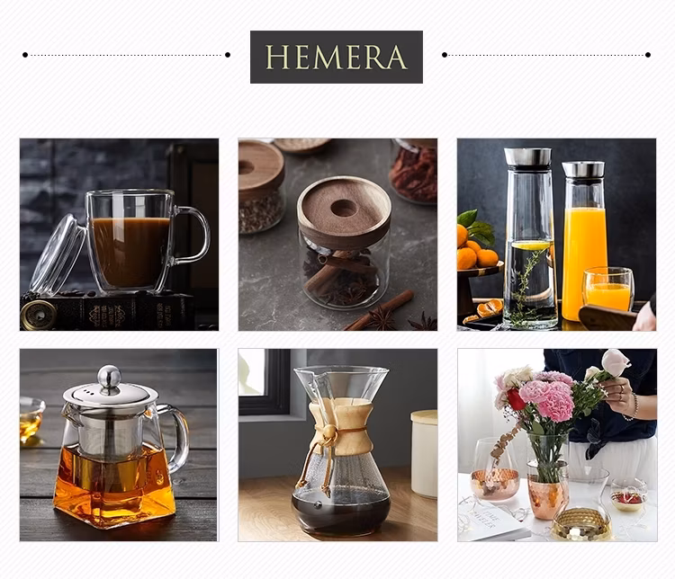 Newly Designed Heat Resistant Borosilicate Glass Water Carafe Jug with Black Glass Handle Glassware