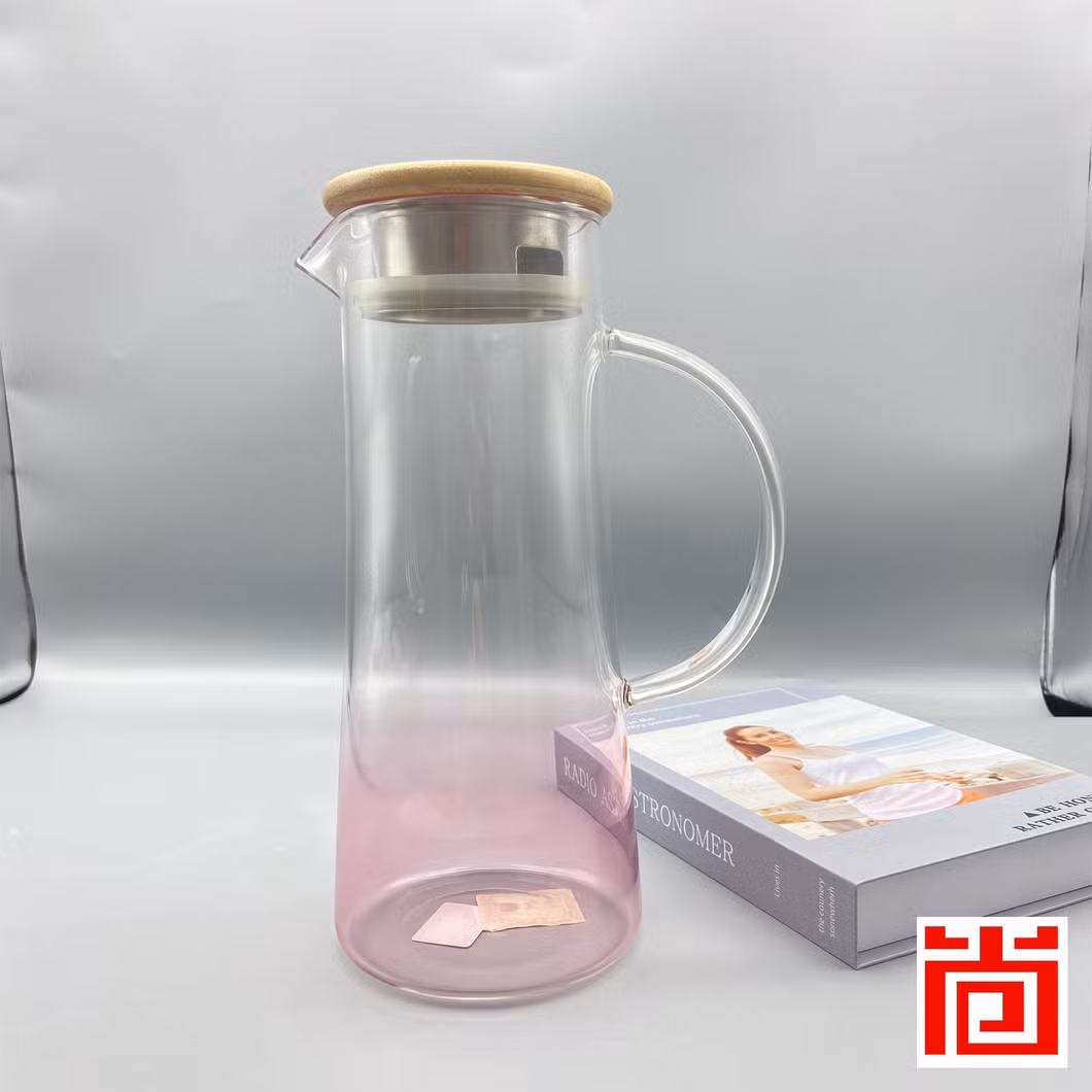 Borosilicate Glass Pitcher/Glassware with Bamboo and Stainless Steel Lid for Kitchen