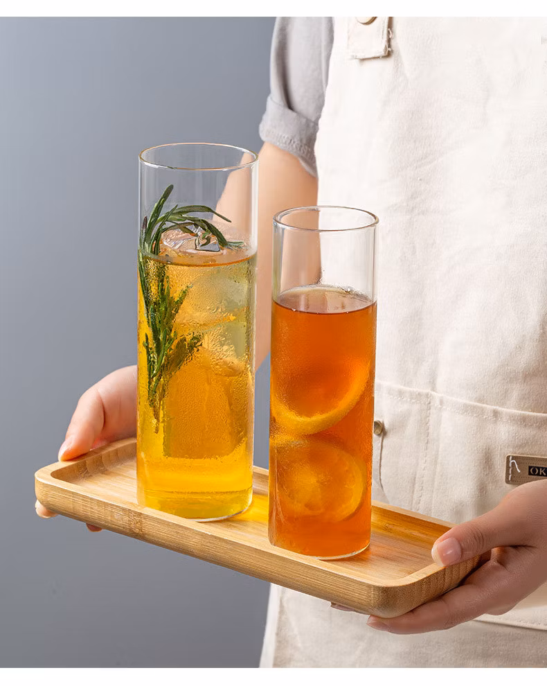 Custom Logo Handmade Wine Glasses Transparent Cylinder-Shaped High Borosilicate Glass Beer Cup Mug