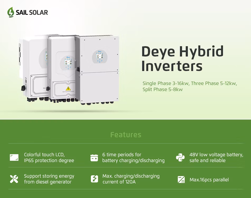 Deye Sun-8K-Sg01lp1-Us Hybrid Solar Sun 8K Sg01lp1 Invertersolar Hybrid 8kw Inverter Low Frequency DC to AC Manufacturers