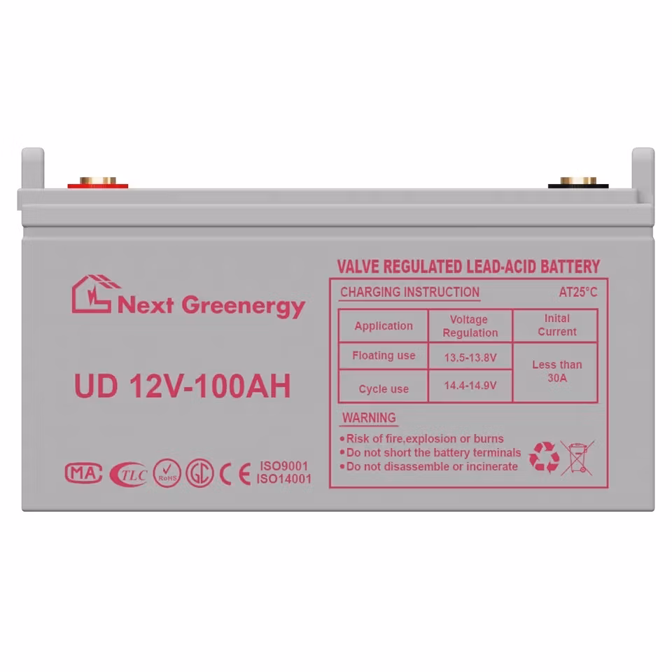 Nextgreenergy China Strength Supplier 12V 100ah Solar AGM SLA Deep Cycle VRLA Energy Storage Lead Acid Battery