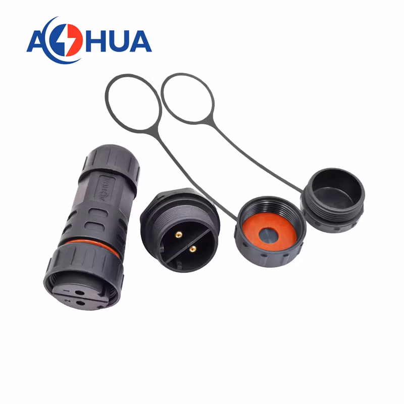 Aohua LED Connector Supplier Sales M29 2p 3p 4p Male Rear Panel Mounted Connector with Screw Fixing Wire Type for Controller System