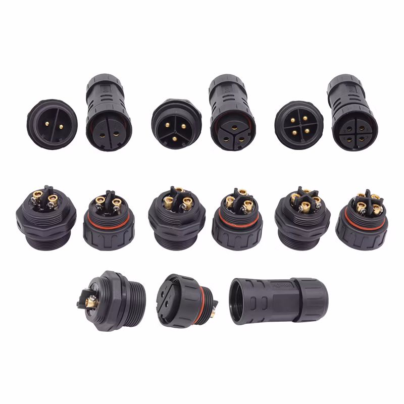 Aohua LED Connector Supplier Sales M29 2p 3p 4p Male Rear Panel Mounted Connector with Screw Fixing Wire Type for Controller System