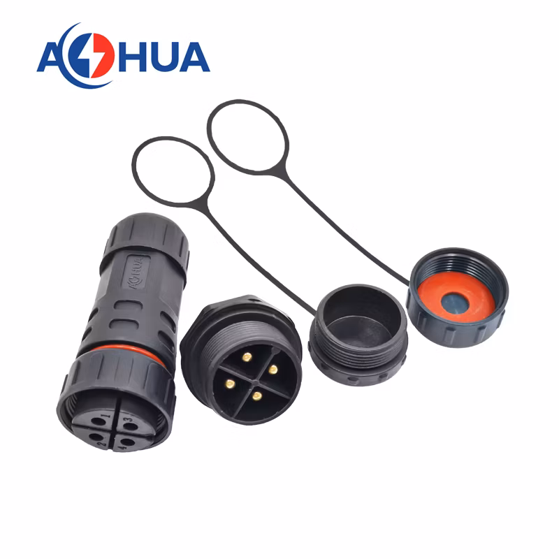 Aohua LED Connector Supplier Sales M29 2p 3p 4p Male Rear Panel Mounted Connector with Screw Fixing Wire Type for Controller System