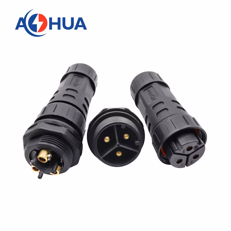 Aohua LED Connector Supplier Sales M29 2p 3p 4p Male Rear Panel Mounted Connector with Screw Fixing Wire Type for Controller System