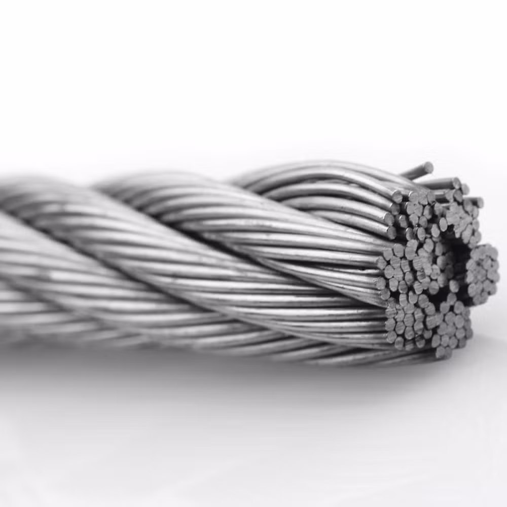 Jump Cable Elevator PVC Plastic Nylon Coated Carbon Ungalvanized Galvanized Diamond Stainless Steel Wire Rope for Cranes Lifting Balcony Mesh Hoistings Clothes