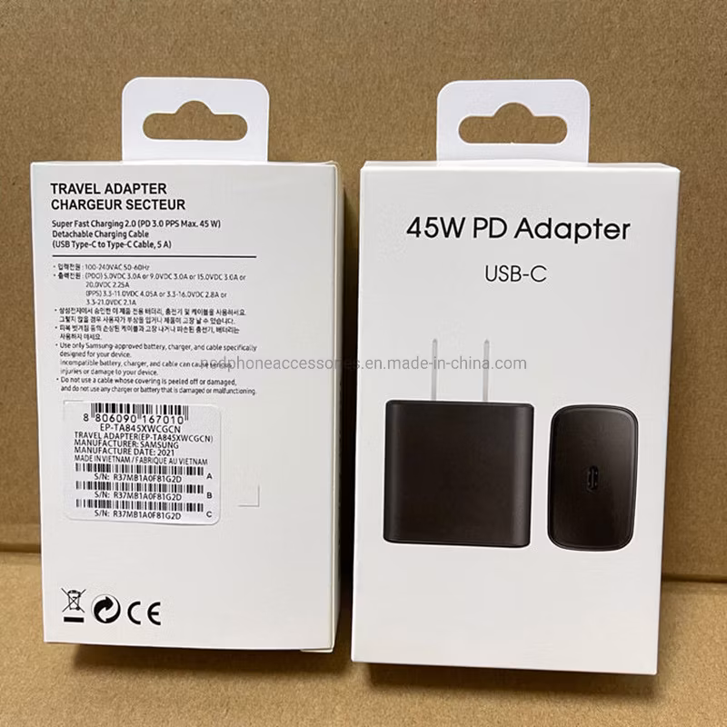 Super Fast Charging USB C Wall Charger Us Plug Pd 3.0 45W Travel Adapter for Samsung S24 S22 S23 S21 Ultra Fast Charger