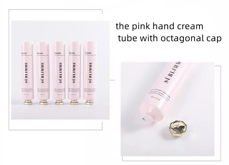 Custom Empty Pink Color Tail Sealed Plastic Laminated Tube with Octagonal Cap