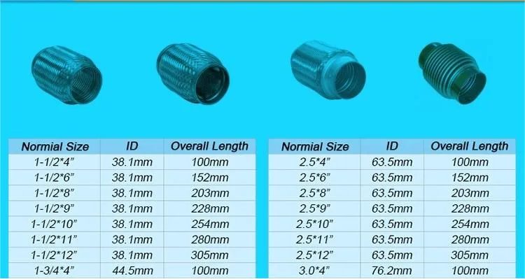 Car Exhaust Muffler Bellows Connecting Stainless Steel Flexible Systems Factory Auto Joint Flex Bellows Pipe with Wire Braided