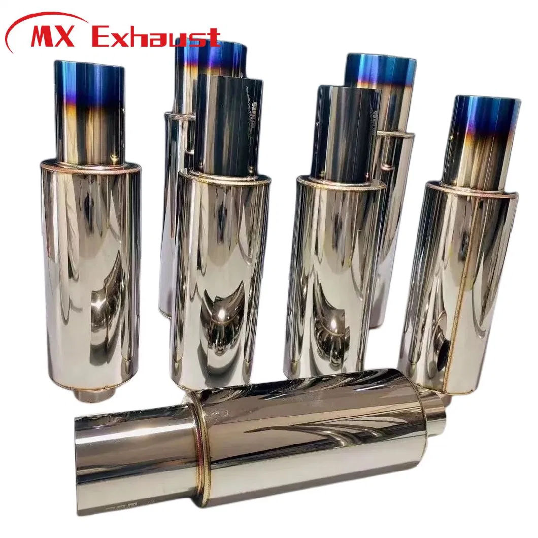 Top Quality High Flow Exhaust Silencer Universal Car Muffler Exhaust 60mm 2.25&quot; Pipe for Hks