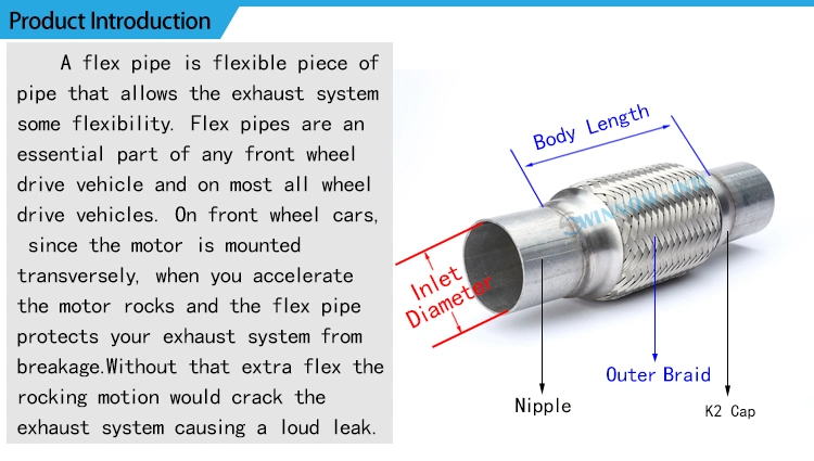 Automobile Car Exhaust Flexible Pipes with Mesh and Braid for Exhaust System Automotive Parts