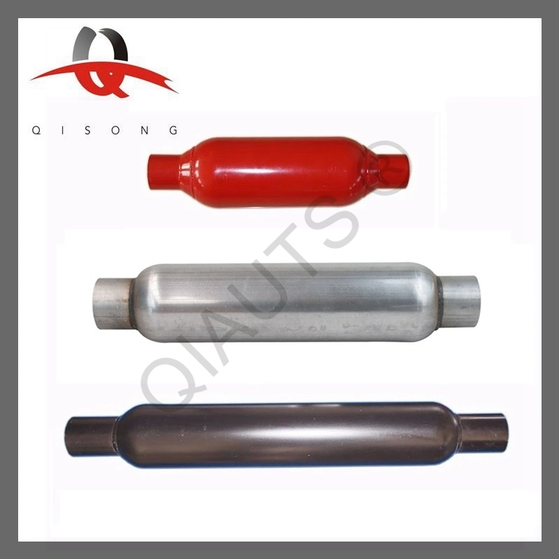 [Qisong] 3 Inch Inlet and Outlet Red Universal Glasspack Exhaust Muffler