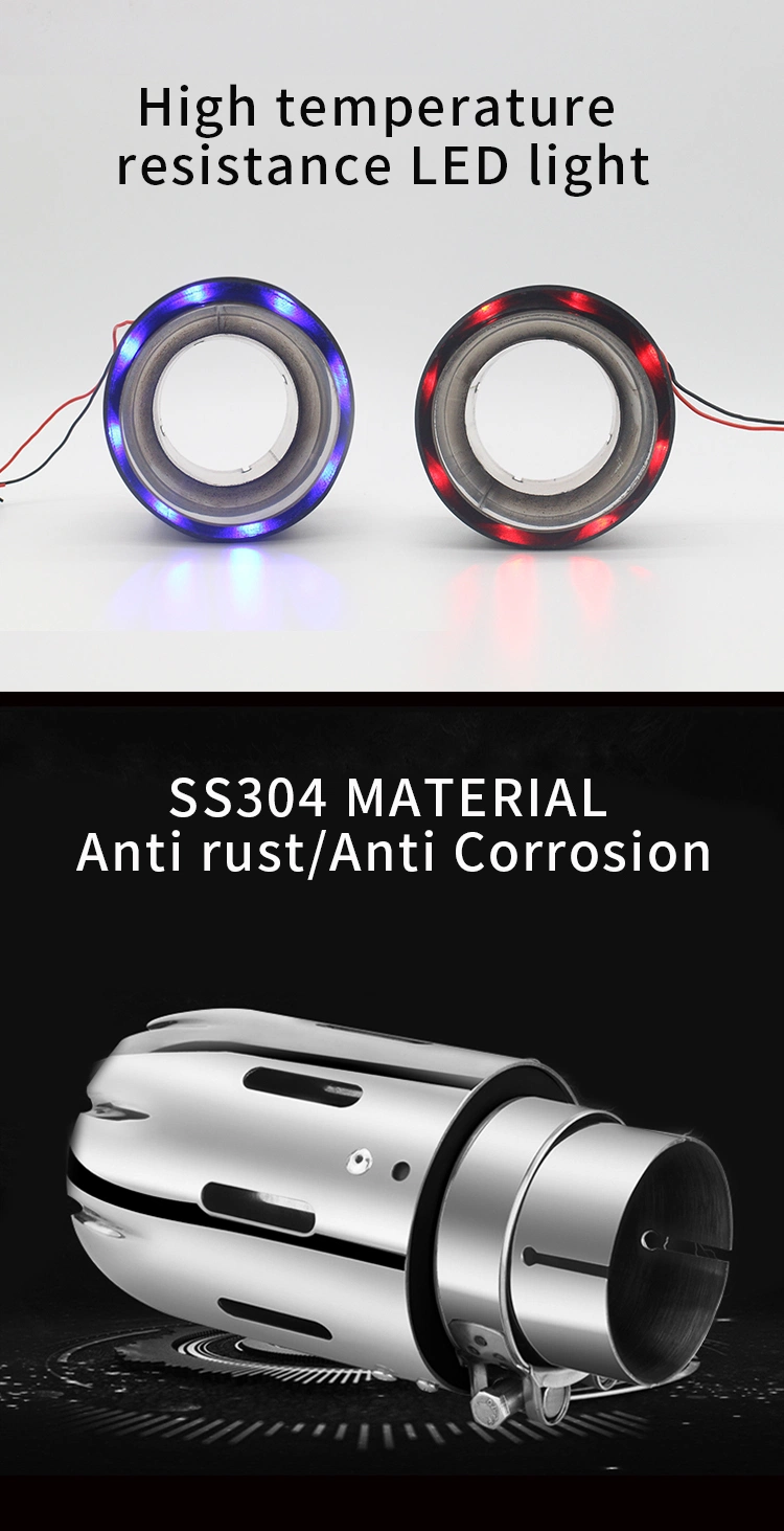 SS304 LED Light Exhaust Tips/Exhaust Tail Pipe/Exhaust Muffler