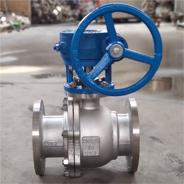 JIS/ANSI Cast Steel Gear Operated Flanged Ends Body Trunnion Ball Valve