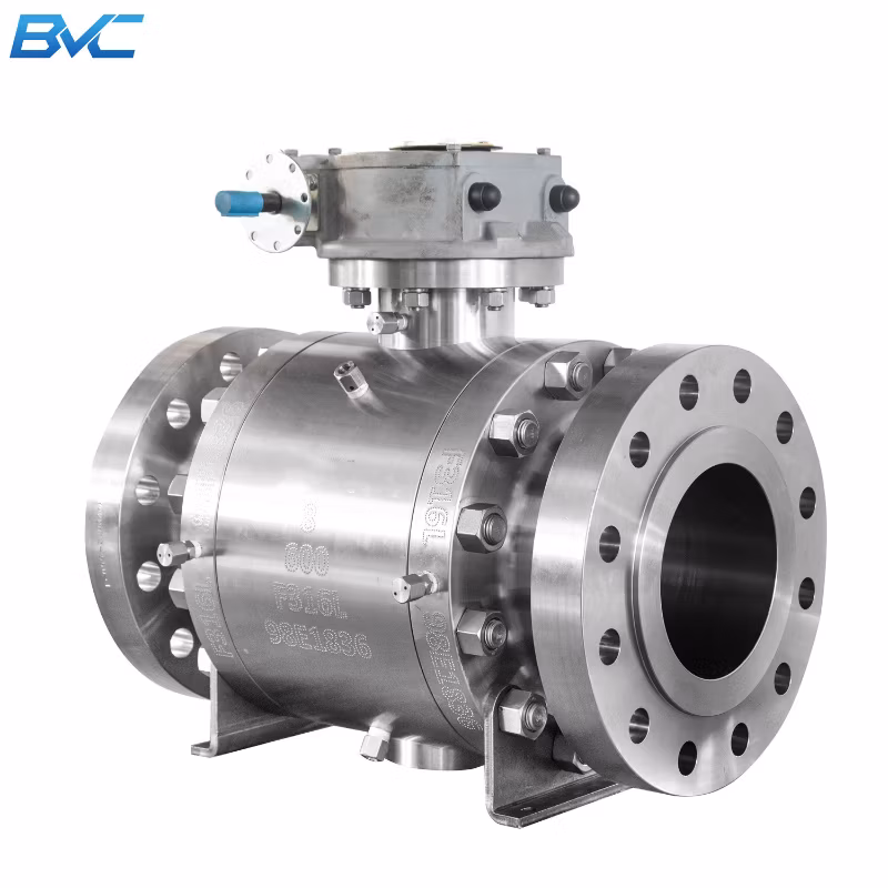 DN150 600lb A105 Three Pieces Forged Carbon Steel Flange Trunnion Mounted Ball Valve