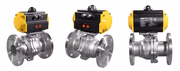 Covna DN50 Pn16 ANSI Class 1500 Stainless Steel Flanged Pneumatic Ball Valve Poppet Mechanical Pneumatic Valve