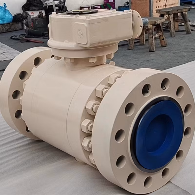 DN150 600lb A105 Three Pieces Forged Carbon Steel Flange Trunnion Mounted Ball Valve