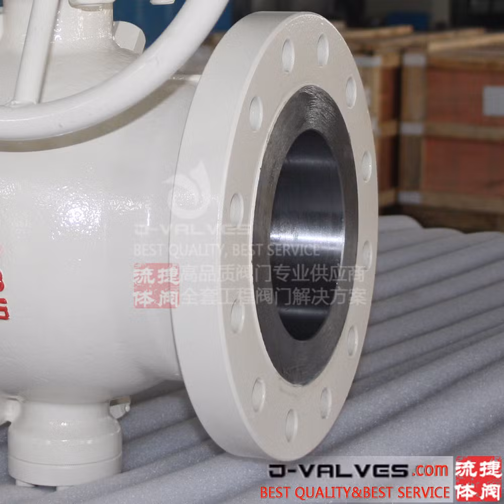 J-Valves API6d Cast Steel/Wcb/Carbon Steel/Stainless Steel CF8/CF8m/A105/F304/F316/ 2PC Flanged Pipeline Trunnion Mounted Ball Valve with Worm Gear