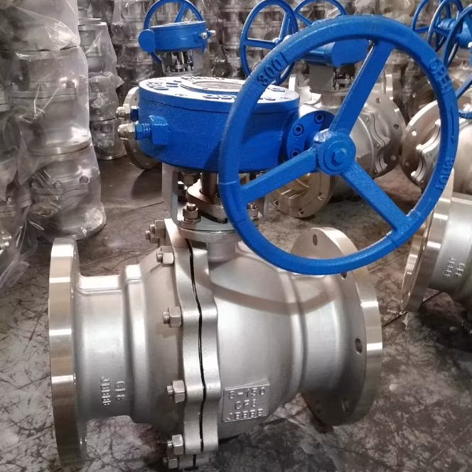 JIS/ANSI Cast Steel Gear Operated Flanged Ends Body Trunnion Ball Valve