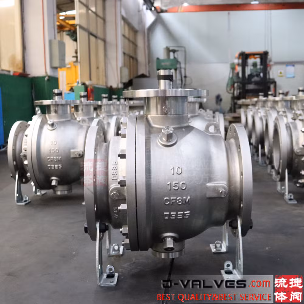 Class 150~2500lb Stainless Steel and Carbon Steel Casting Forging Trunnion Mounting Full Diameter and Reducing Diameter Fixed Flange Ball Valve Gear Operation