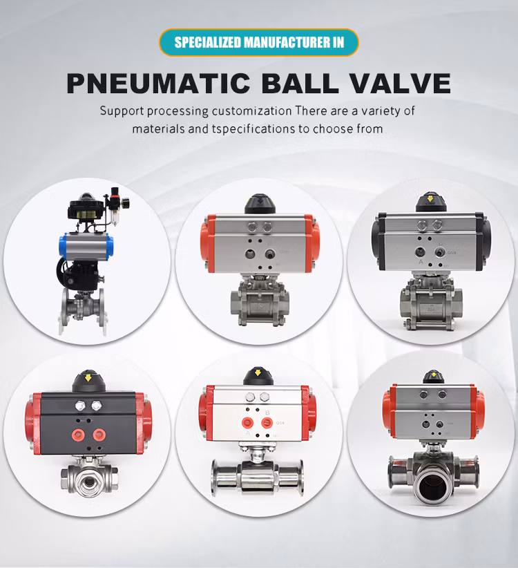Customization Sanitary Quick-Install 2-Way Single/Double Acting Actuator SS316 Pneumatic Ball Valve