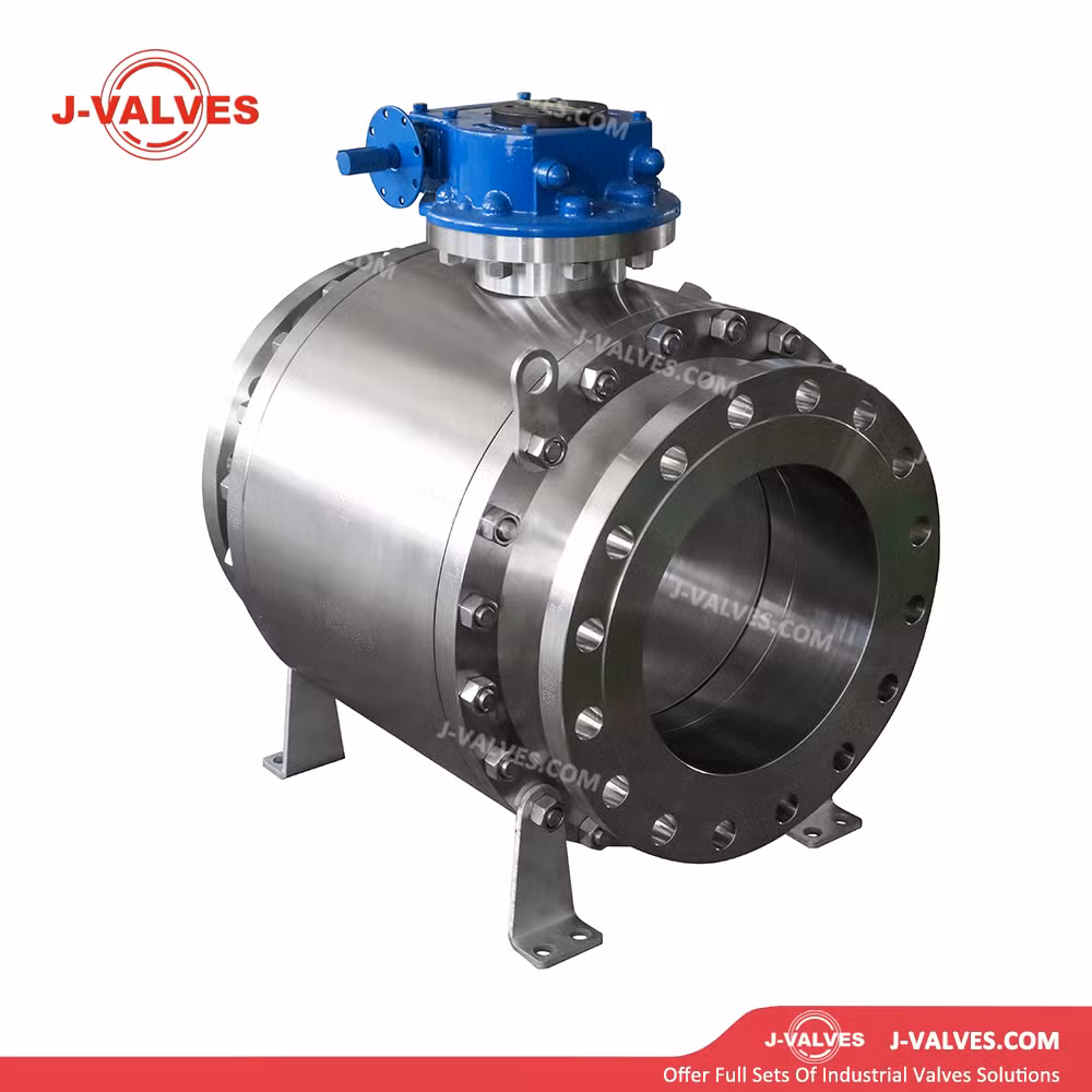 J-Valves DN300 Forged Stainless Steel F304/F316 Trunnion Mounted Ball Valve Flange End Gear Operation
