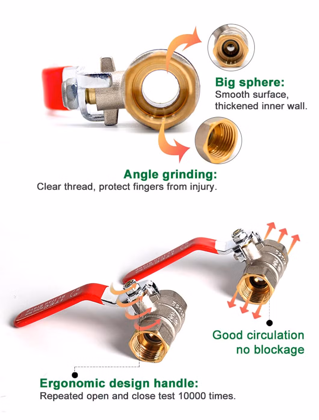Ifan High Performance 1/2′′ - 1′′ Ball Valve FM Thread Butterfly Handle Brass Ball Valve